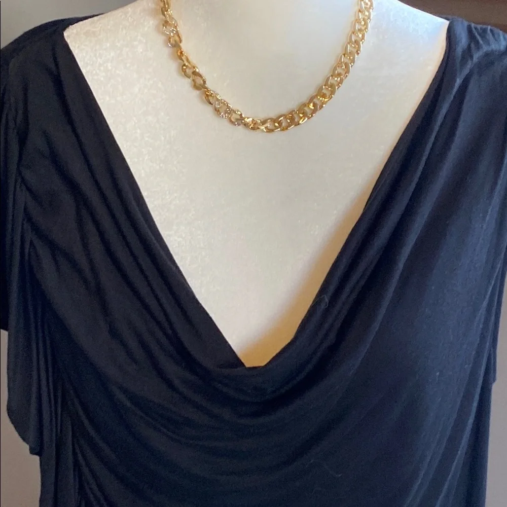 MICHAEL Michael Kors Black Asymmetrical Cowl Neck Tunic Top - Picture 3 of 10